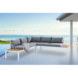 riess-ambiente Sitzgruppe MIAMI LOUNGE 240cm weiß / natur / grau, (Einzelartikel, 1-tlg), Garten-Loungemöbel · wetterfest · Aluminium · Outdoor · Terrasse weiß