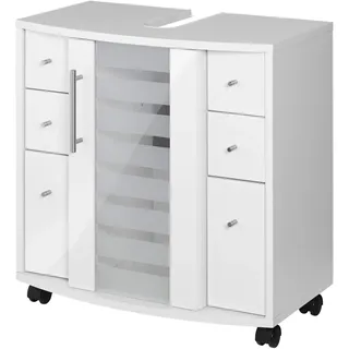 WELLTIME Waschbeckenunterschrank WELLTIME "Jaca", weiß, B:60cm H:58cm T:35cm, Holzwerkstoff, MDF, Schränke, Waschbeckenunterschrank, Breite 60 cm, mit hochglänzenden Fronten