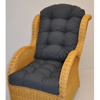 - Polster / Kissen / Ersatzpolster für Rattan Ohrensessel / Rattansessel , Colore Antracite (anthrazit) - Schwarz