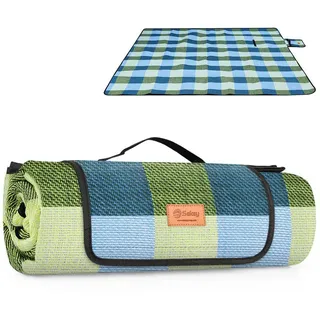 Picknickdecke Sekey Picknickdecke Wasserdicht 200x170 cm Wärmeisolierte Stranddecke, Sekey, Sandabweisende Campingdecke aus Drei Lagen, Waschbare blau|grün