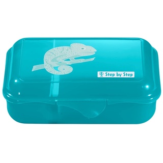 Step by Step Lunchbox Chameleon Joshy, türkis, mit Trennwand und Klickverschluss, spülmaschinenfest, BPA-frei, für Schule und Kindergarten, 0,9L