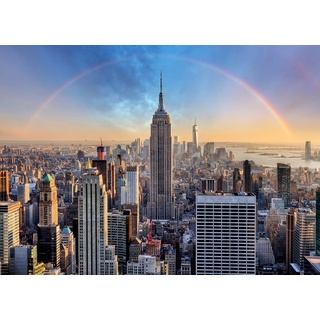 PAPERMOON Fototapete "New York mit Regenbogen" Tapeten Gr. B/L: 4,50 m x 2,80 m, Bahnen: 9 St., bunt Fototapeten
