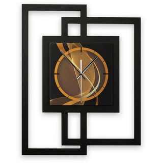 Kreative Feder Wanduhr Design-Wanduhr „Dynamic“ in modernem Metallic-Look (ohne Ticken; Funk- oder Quarzuhrwerk; elegant, außergewöhnlich, modern) schwarz