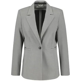 Gerry Weber Damen Fein Karierter Blazer mit klassischem Schnitt geknöpfte Armschlitze, Langarm kariert Grau Karo 46