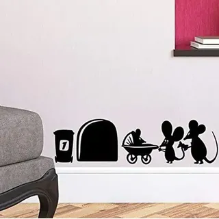Mauseloch „mausfamilie“ Sockelleisten-wandaufkleber Vin