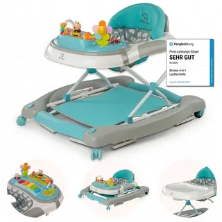 Bronea Lauflernhilfe 4-in-1 Lauflernwagen Gehfrei Baby Schaukel Lauflernhilfe Babywalker, Abnehmbares Spielpaneel - Wippfunktion - Leise gummierte Reifen