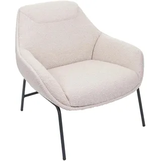 MCW Cocktailsessel MCW-J77 Bouclé  ~ 72 x 75 x 75 cm creme-beige mit Rollen