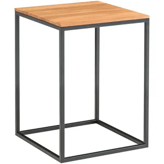 Linea Natura Beistelltisch, Schwarz, Eiche, Holz, Metall, Wildeiche, massiv, quadratisch, 40x54x40 cm, Wohnzimmer, Wohnzimmertische, Beistelltische, Beistelltische Metall
