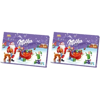 Milka Adventskalender 1 x 200g I Adventskalender mit Schokolade I Weihnachtskalender I Schoko Adventskalender I Schokolade aus 100% Alpenmilch mit Milchcrémefüllung I Zufälliges Design (Packung mit 2)