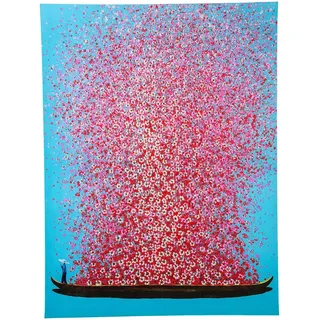 Kare Bild, Touched Flower Boat Blau, Pink 80x100cm