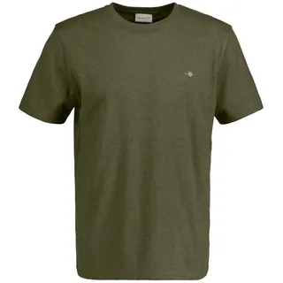 GANT Herren T-Shirt - REGULAR SHIELD, Rundhals, kurzarm, Baumwolle, Stickerei Grün (Khaki Green) M