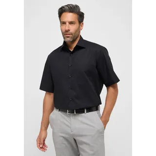 Eterna Kurzarmhemd ETERNA "COMFORT FIT", Herren, Gr. 49, Normalgrößen, schwarz, Popeline, 100% cotton, normal, Kurzarm, Hemden, NON IRON (bügelfrei)