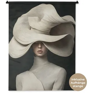 MuchoWow Wandteppich Modern - Frau - Hut, Rechteckig, Höhe: 3 mm, Wanddeko Teppich Wohnzimmer, Schlafzimmer, 90x120 cm Rechteckig | 90 cm x 120 cm x 3 mm