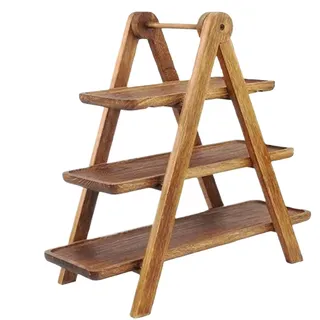 Etagere 3-stöckig Rechteckig - Servierständer aus Holz fürObst, Kuchen & Snacks - Abnehmbare Servierplatten für Dessert & Cupcakes - Tortenständer für Partys, Buffet & Zuhause - Platzsparender