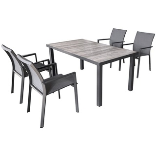 Garden Pleasure Sitzgruppe, (5-tlg), 5-tlg. Alu Tischgruppe RANA Set Sitzgruppe Grau Metall Kunststoff grau