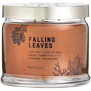 Partylite Kerzenglas mit 3 Dochten, Zedernholz und Bergamotte – Falling Leaves