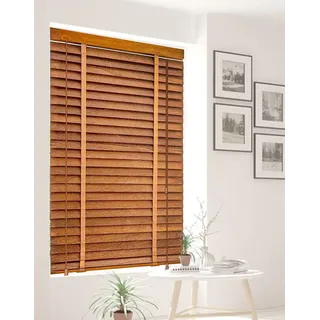 BOTOWI Holz Jalousie Holzjalousie Rollo Holz 60/80/100/120/140cm, Fenster Rollos für Innen, Innenjalousien Jalousien 5cm Lamellen, Gefiltertes Licht Fenster Jalousien Innen,Braun,80Wx200L(cm)