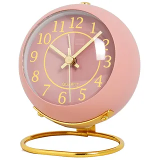Tischwecker Analog, 11.5cm Kleine Schreibtischuhr mit Nachtlampe Wecker Retro Tischuhr Lauter Wecker Nachttischuhr Standuhr klein Modern Leise Wanduhren Tischuhr für Schlafzimmer Wohnzimmer Küche