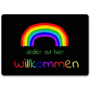 speecheese Fußmatte Regenbogen Fußmatte in 35x50 cm ohne Rand mit Spruch Jeder ist hier 35 cm