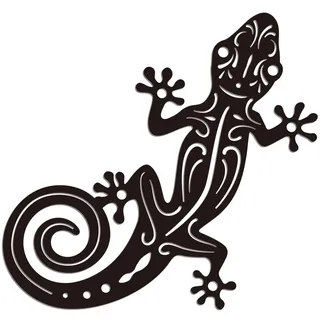 WADORN Wanddekoration Gecko Aus Metall Gecko Eidechse Tierliebhaber Metall Wandkunst Hängende Dekor Schilder Wandskulptur Statuen Dekor Für Zuhause 28.4x30cm