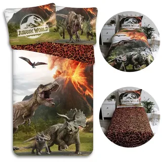 Jurassic World Kinderbettwäsche Jurassic World Bettwäscheset, Baumwoll-Zip-Bettwäsche 140x200 cm braun