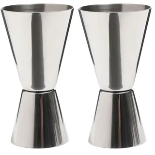 BarCraft Cocktail Jigger Dual Spirituosen Messbecher, Edelstahl, 25ml/50ml (Packung mit 2)