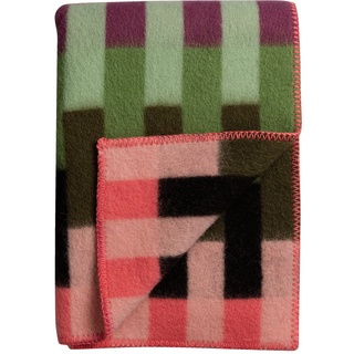 Røros Tweed - Åsmund Bold Wolldecke 200 x 135 cm, pink / grün