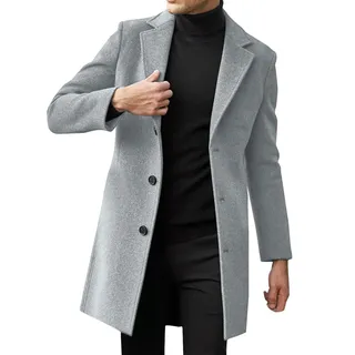 Wintermantel Herren Herrenmantel Long Mantel Winter Wollmantel Slim Fit Trenchcoat Vintage Coat Men MäNner MäNtel ÜBergangsmante
