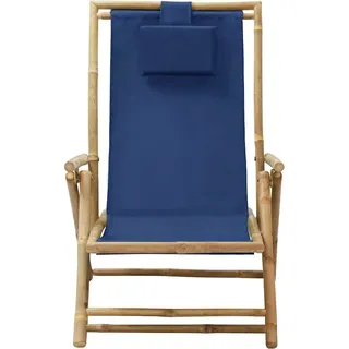 Maison Exclusive - Klappbarer Liegestuhl, Marineblau, Bambus Und