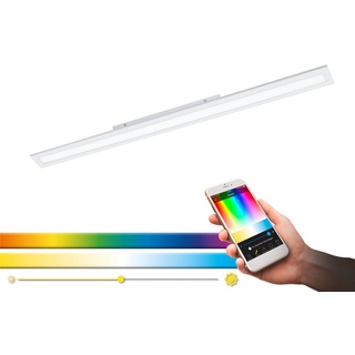 EGLO LED Deckenleuchte Salobrena-c, Leuchtmittel inklusive, Smart Home Lampe 119,5x10 cm, dimmbar, Weißtöne und Farben einstellbar