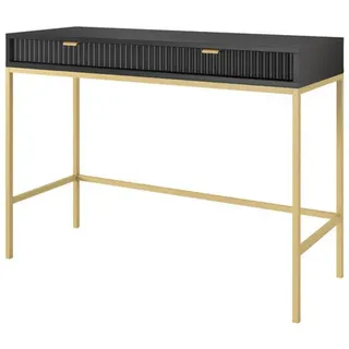 DomoHome Schminktisch, Schwarz, Gold, Metall, 2 Schubladen, Rechteckig,Rechteckig, 104x77x50 cm, Wohnzimmer, Wohnzimmertische, Konsolentische
