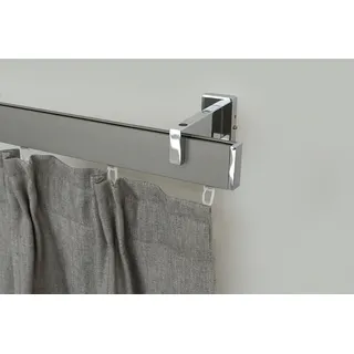 Innenlaufschiene FLAT, GARESA, 1-läufig, Wunschmaßlänge, verschraubt, Aluminium, Rechteckprofil, Wandmontage, perfekter Lauf, modern, verlängerbar silberfarben 350 cm