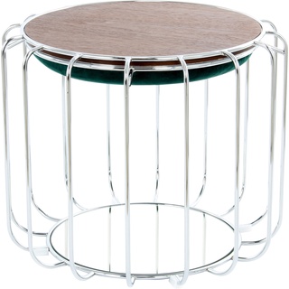 Beistelltisch KAYOOM "Beistelltisch / Pouf Comfortable 110" Tische grün (dunkelgrün, silber) Beistelltische Tisch als Beistelltisch und Hocker nutzbar