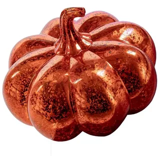 IC Home Deko-Kürbis mit 15 Lichter beleuchtet, aus robustem Kunststoff in Glas-Optik gefertigt, batteriebetrieben, Timer, ca. 17 x 16,5 cm