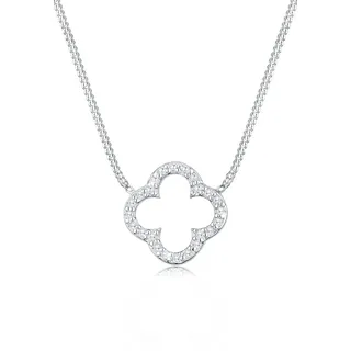 Elli Kette mit Anhänger Kleeblatt Zirkonia 925 Silber