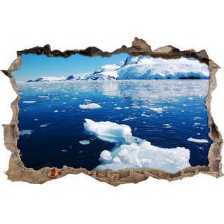 Pixxprint 3D_WD_S2519_62x42 Meer in der Arktis mit haufenweisen Eisbrocken Wanddurchbruch 3D Wandtattoo, Vinyl, bunt, 62 x 42 x 0,02 cm