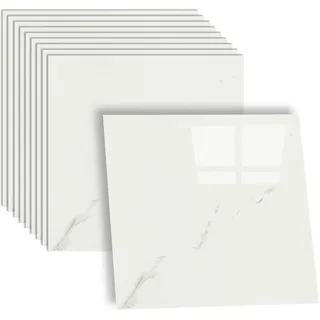 10 Stück Selbstklebende Fliesen Küche Marmor - Klebefliesen Weiß Wasserdicht 30 x 30 cm - Wandpaneele Selbstklebend für Wanddeko Schlafzimmer Wohnzimmer Badezimmer