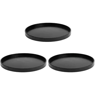 3 Stück Rundes Tablett 30cm Holz Rund Serviertablett Schwarzes Frühstück Kaffee Cup Teetablett Badezimmer Tablett klein Deko Tablett für Café, Bar, Restaurant