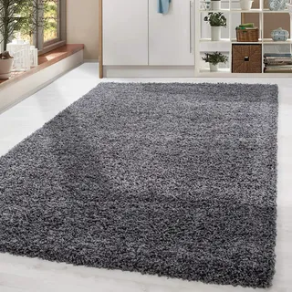 HomebyHome Shaggy Hochflor Teppich, 80x250 cm, Grau, weich, flauschig, modern, einfarbig, Für schmale Räume oder Küche, für Wohnzimmer Schlafzimmer Flur