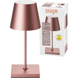 SIGOR Nuindie 2.0 mini LED Akku-Tischlampe, rosegold | Dimmbar • Indoor & Outdoor • IP54 • 25 cm • USB-C • 12 h Leuchtdauer