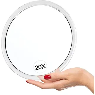 Vergrößerungsspiegel, 20-facher Vergrößerungsspiegel Mit Saugnäpfen (15 Cm Rund) – Perfekt Als Schminkspiegel – Haarentfernung – Mitesserentfernung – Augenbrauen-waxing – Ideal Für Zuhause Und Unterwe