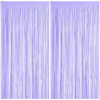 Lametta Vorhänge, 2 Stück Lila Glitzervorhang Fringe 1 x 2m Metallic Folienfransen Hintergrund, Luftschlangen Folie Vorhang für Geburtstag Hochzeit Weihnachten Party Dekoration, Tinsel Curtains Purple