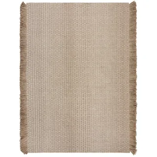 WOLLTEPPICH handgewebt mit Fransen BOYNE, im Landhaus-Stil, Beige, 160 x 230 cm