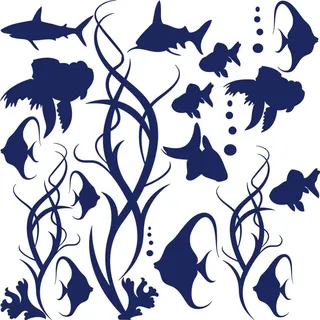 GRAZDesign Wandtattoo Bad Meer mit Fische | Aufkleber für Badezimmer | wasserfest - 049 königsblau