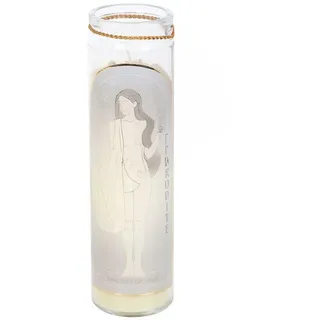 Aphrodite Göttin Röhrenkerze mit Rosenquarz-Kristallen - Göttliche Energie zur Selbstliebe, Rosenquarz für Mitgefühl und Heilung, frischer Neroli-Duft, 50 Stunden Brenndauer, Wiederverwendung als Vase