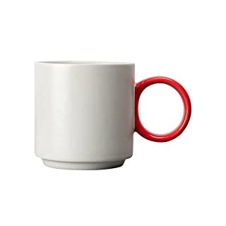 BY ON Cup Noor, Grau/Rot, Kaffeetasse, Teetasse, Hergestellt aus Porzellan, Design Tasse, Porzellan Tasse, Retro Vintage Design, Erhältlich in mehreren Farben