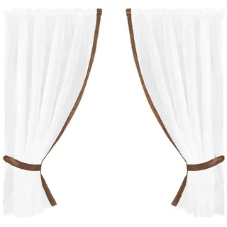 arsvita Gardinenset mit Stangendurchzug, Satin: 140x120 cm - braun