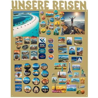Anwicar Magnettafel Unsere Reisen Gold 80x100 cm