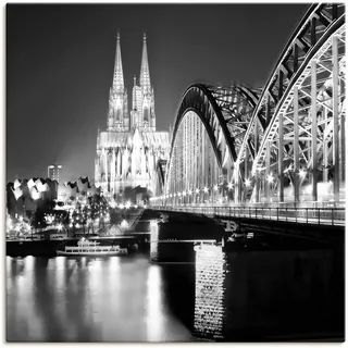 Wandbild ARTLAND "Köln Skyline Abstrakte Collage 19" Bilder Gr. B/H: 70 cm x 70 cm, Leinwandbild Brücken, 1 St., schwarz Kunstdrucke als Leinwandbild, Poster in verschied. Größen