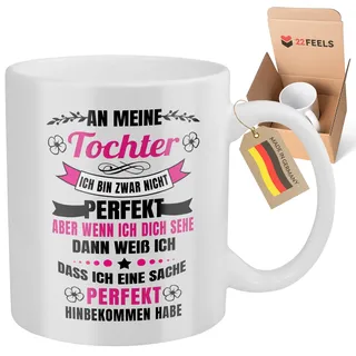 22Feels An meine Tochter Tasse Geschenk von Mama und Papa Besonders Eltern Becher mit Spruch zum Geburtstag Idee